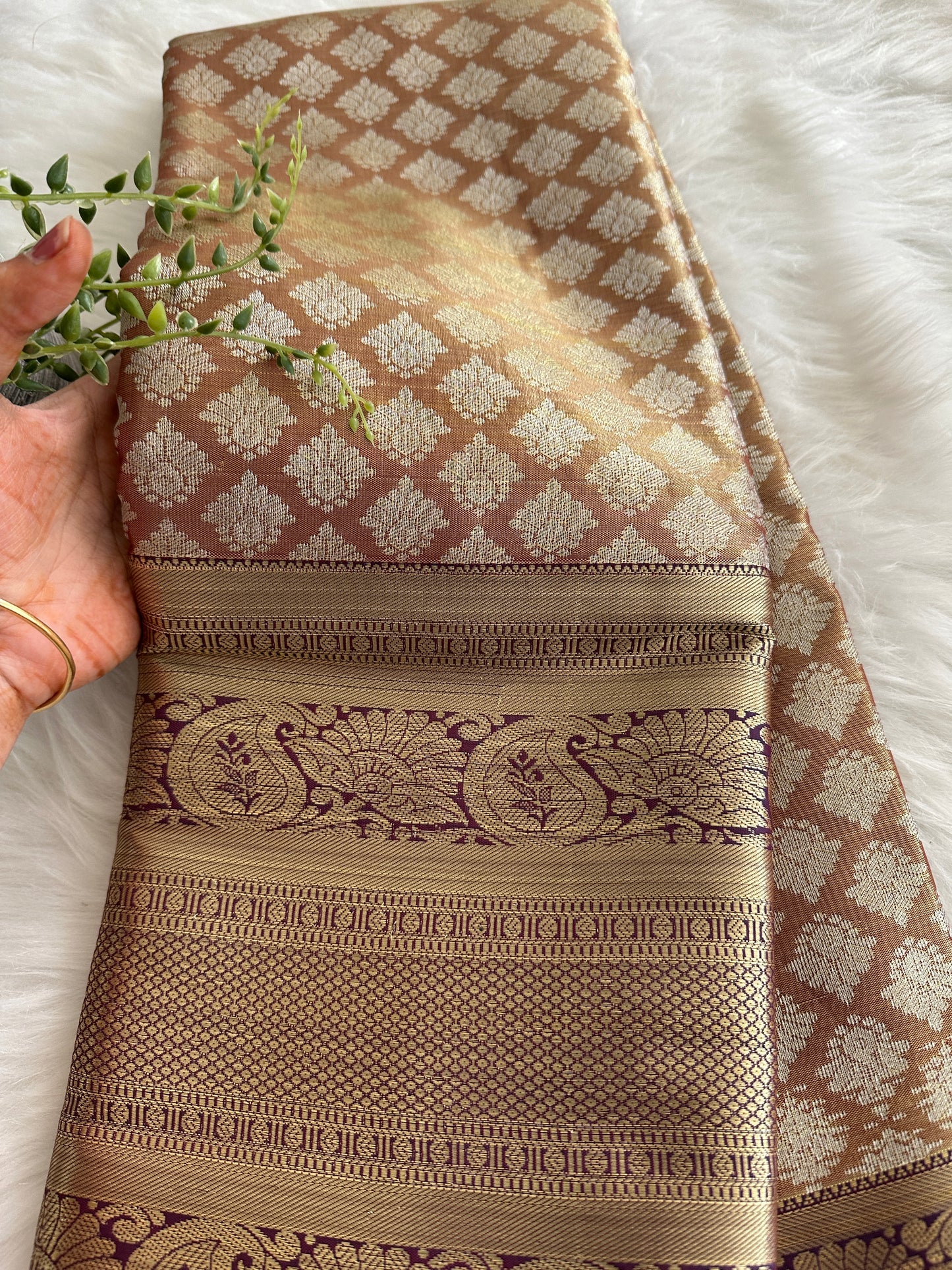 Cold Coffee Kanchi Tissue Silk Saree
