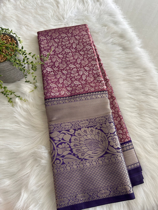 Chinese Violet Dual Tone Kanchi Tissue Silk saree