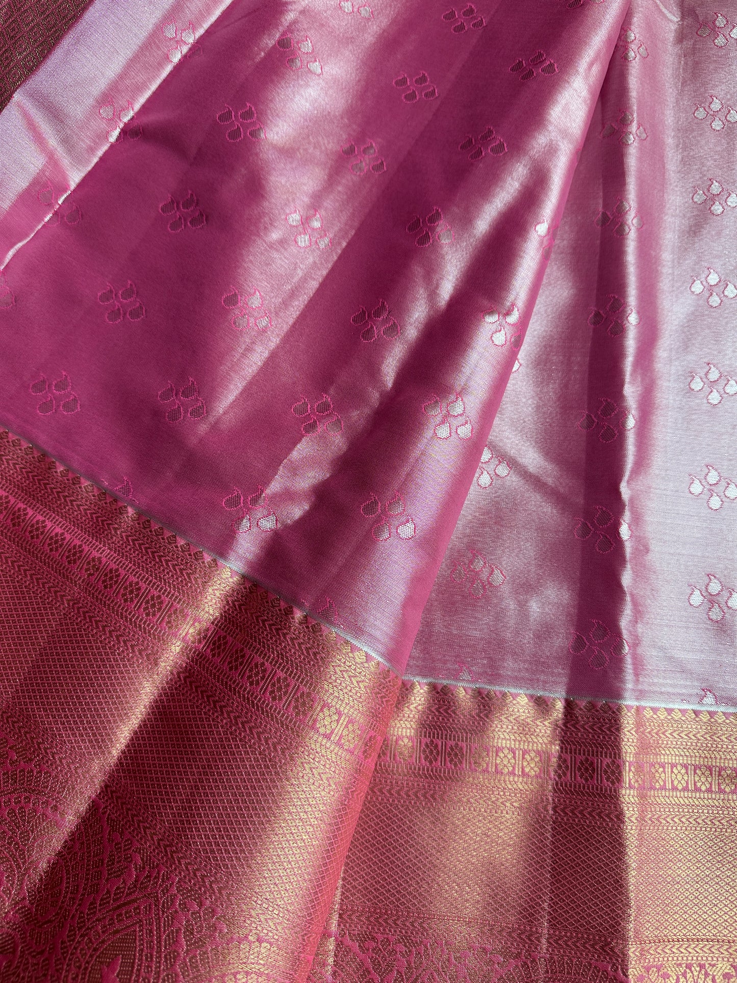 Teal Blue Kanchi Tissue Silk Saree