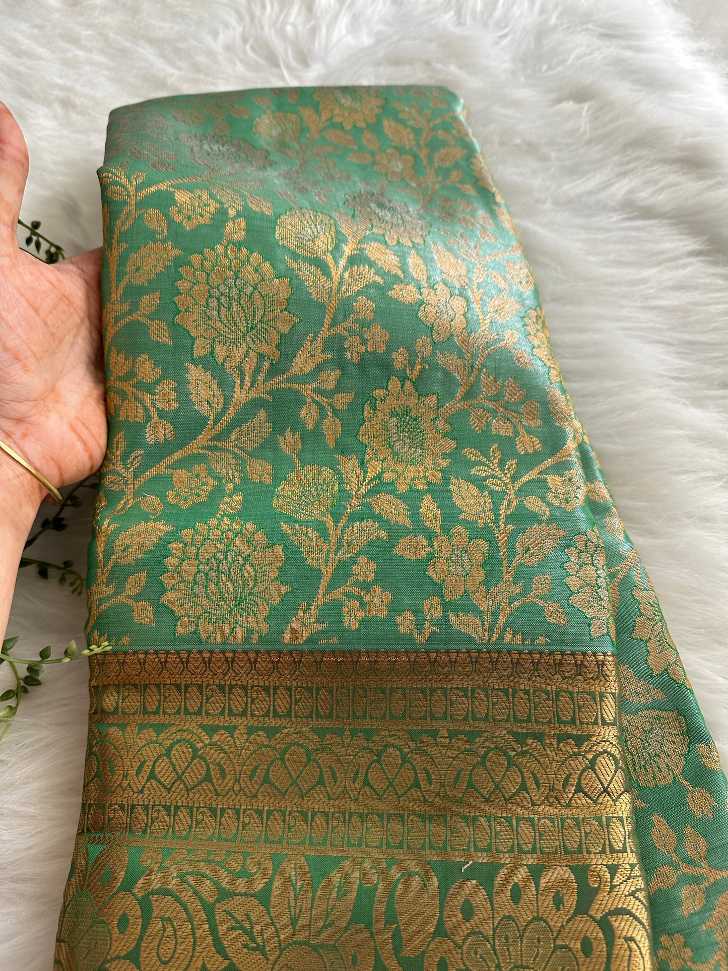 Seafoam Kanchi Tissue Silk Saree