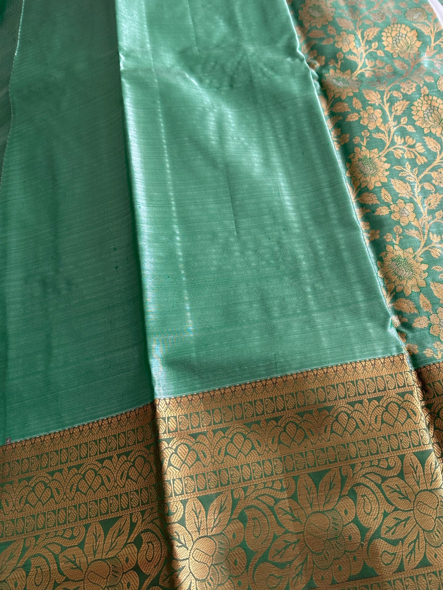 Seafoam Kanchi Tissue Silk Saree