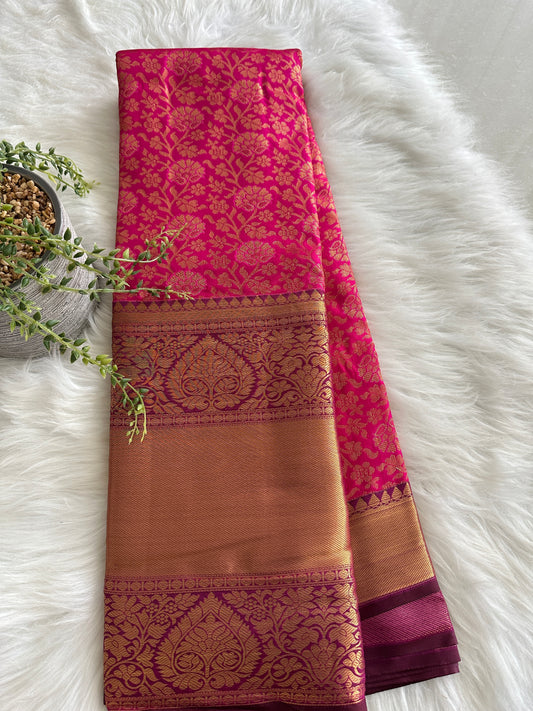 Premium Rani Pink Kanchi Tissue Silk Saree