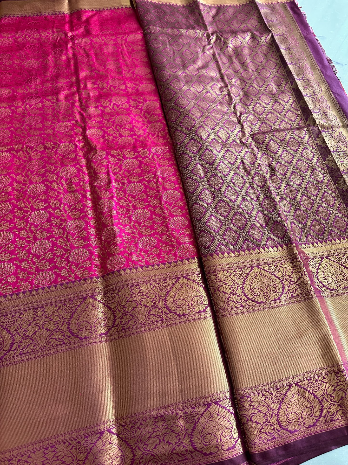 Premium Rani Pink Kanchi Tissue Silk Saree