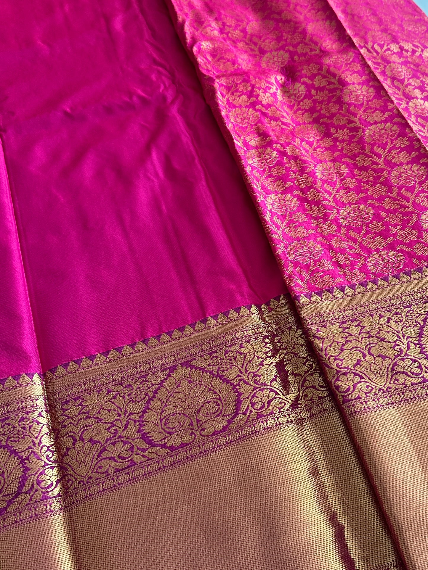 Premium Rani Pink Kanchi Tissue Silk Saree