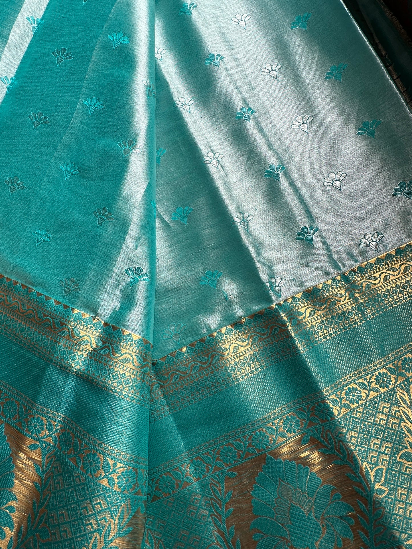 Coral Peach Kanchi Tissue Silk Saree