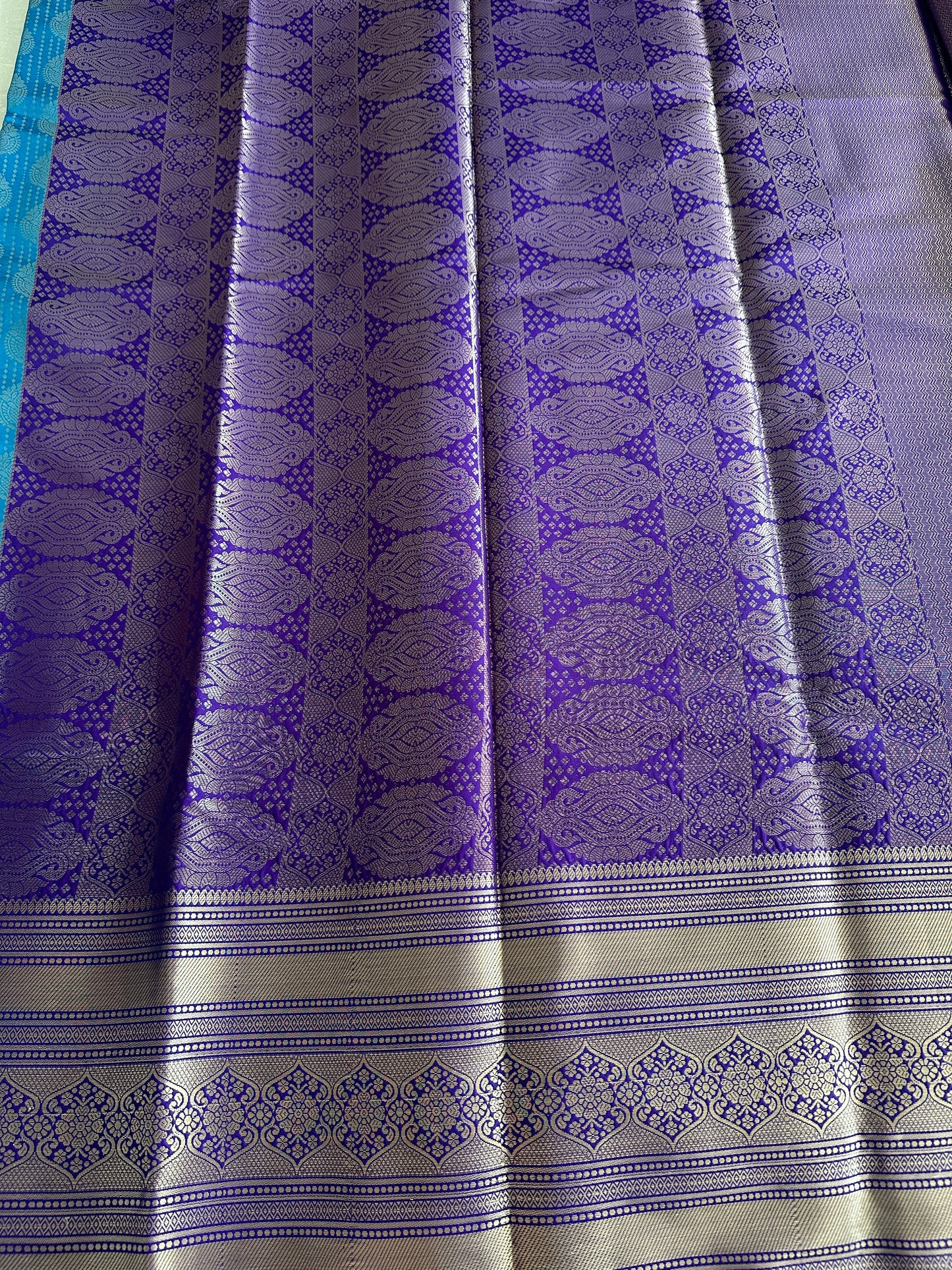 Azure Blue Semi Tissue Silk Saree