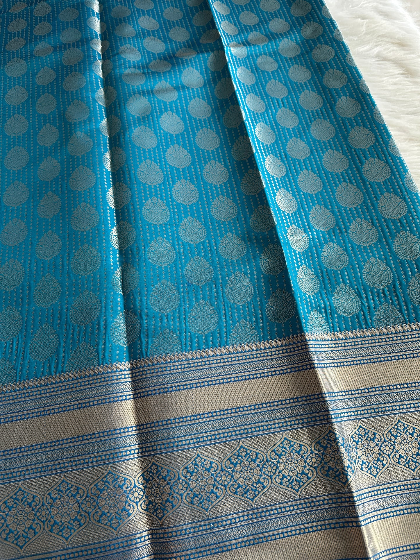 Charlotte Blue Semi Tissue Silk Saree