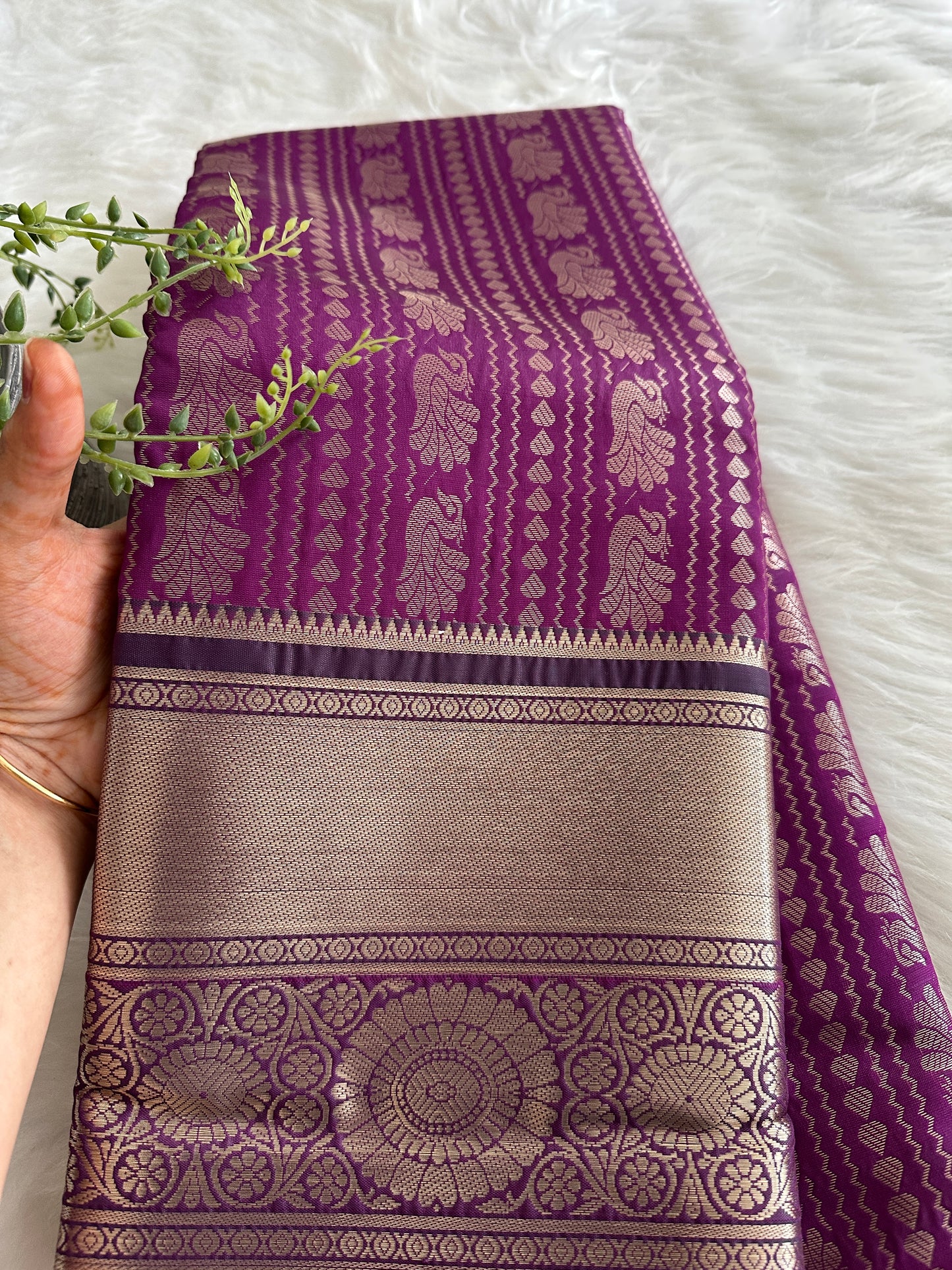 True Purple Semi Tissue Silk Saree