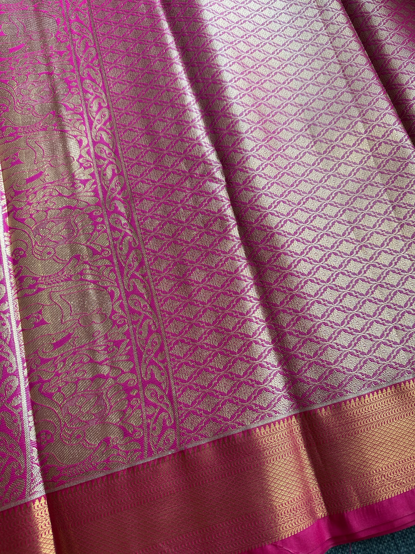 Mimosa Yellow Tulips Kanchi Tissue Silk Saree
