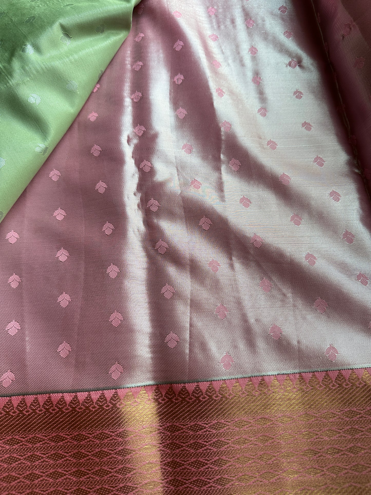 Pastel Green Pure Tissue Kanchi Silk