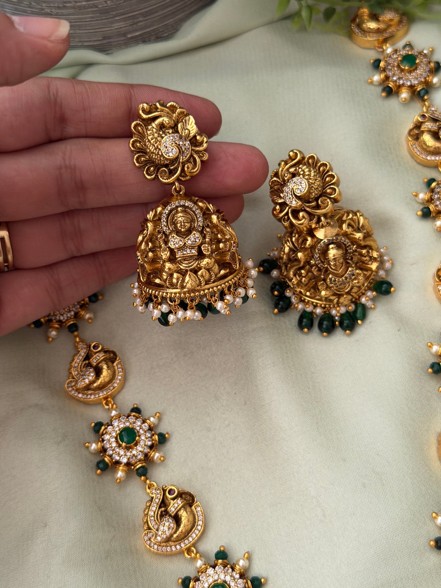 Hemavathi Emerald Bead Haaram Set