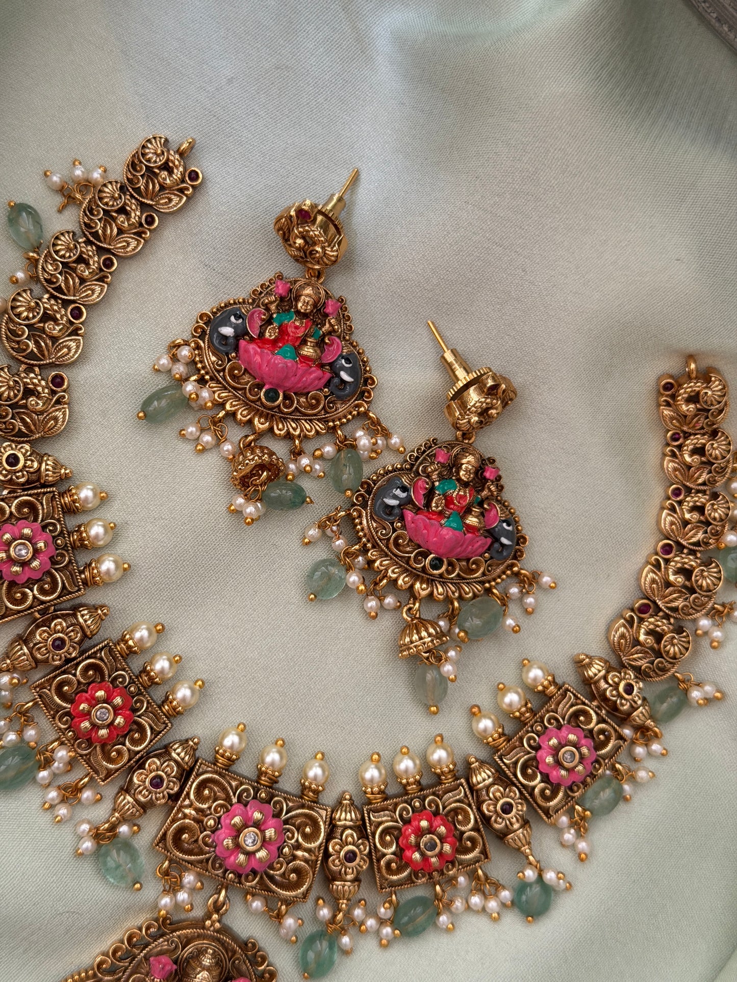Tulsi Meenakari Necklace set