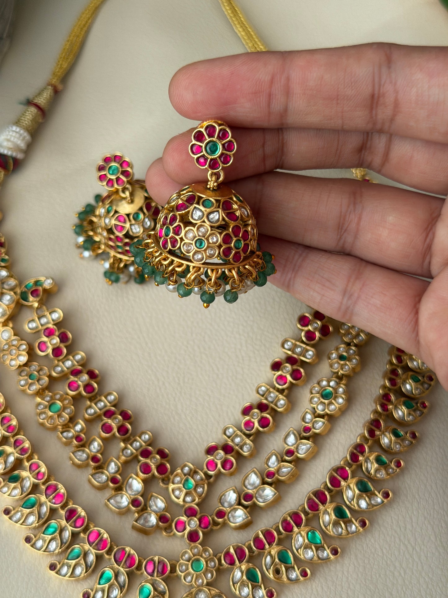 3 Layer Jadau Necklace Set (Luxe)