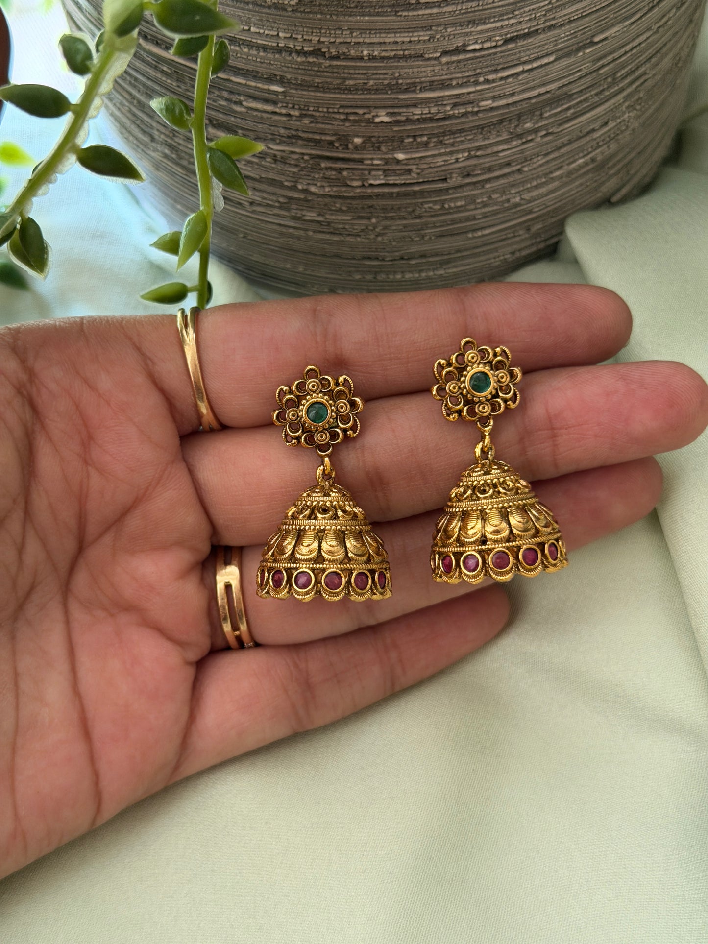 Light Weighted Gold Replica Jhumkas