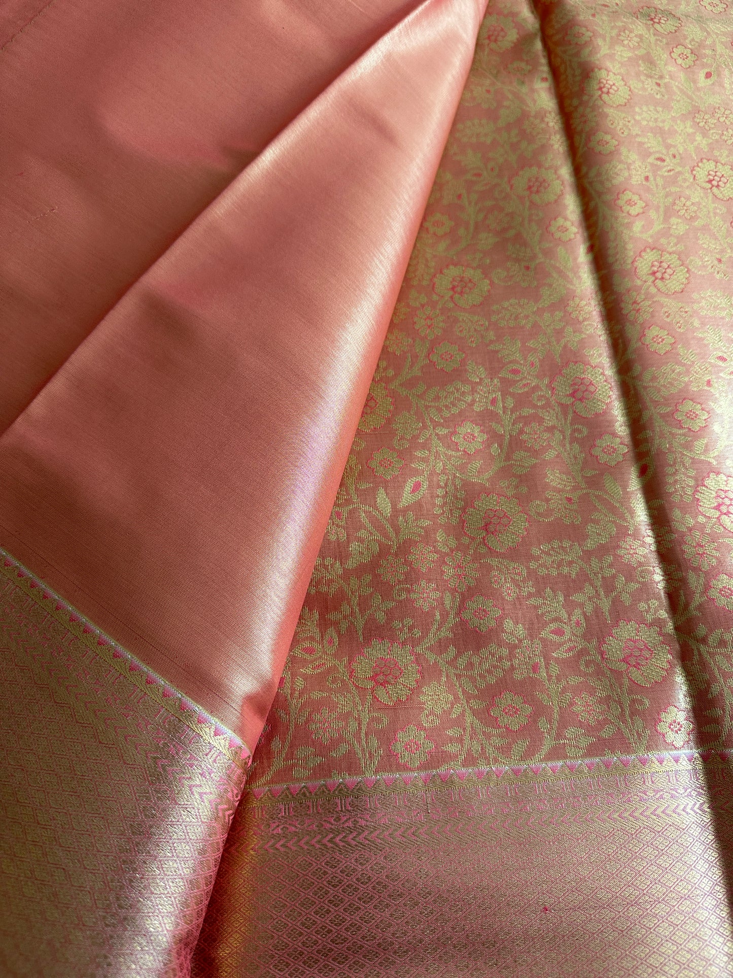 Peach Orange Kanchi Tissue Saree