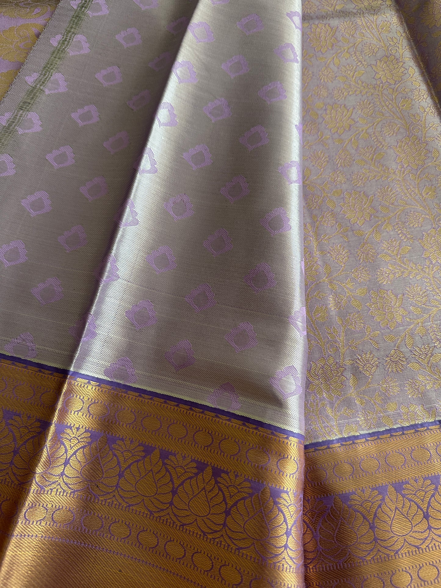 Lavender Tissue Kanchi Saree