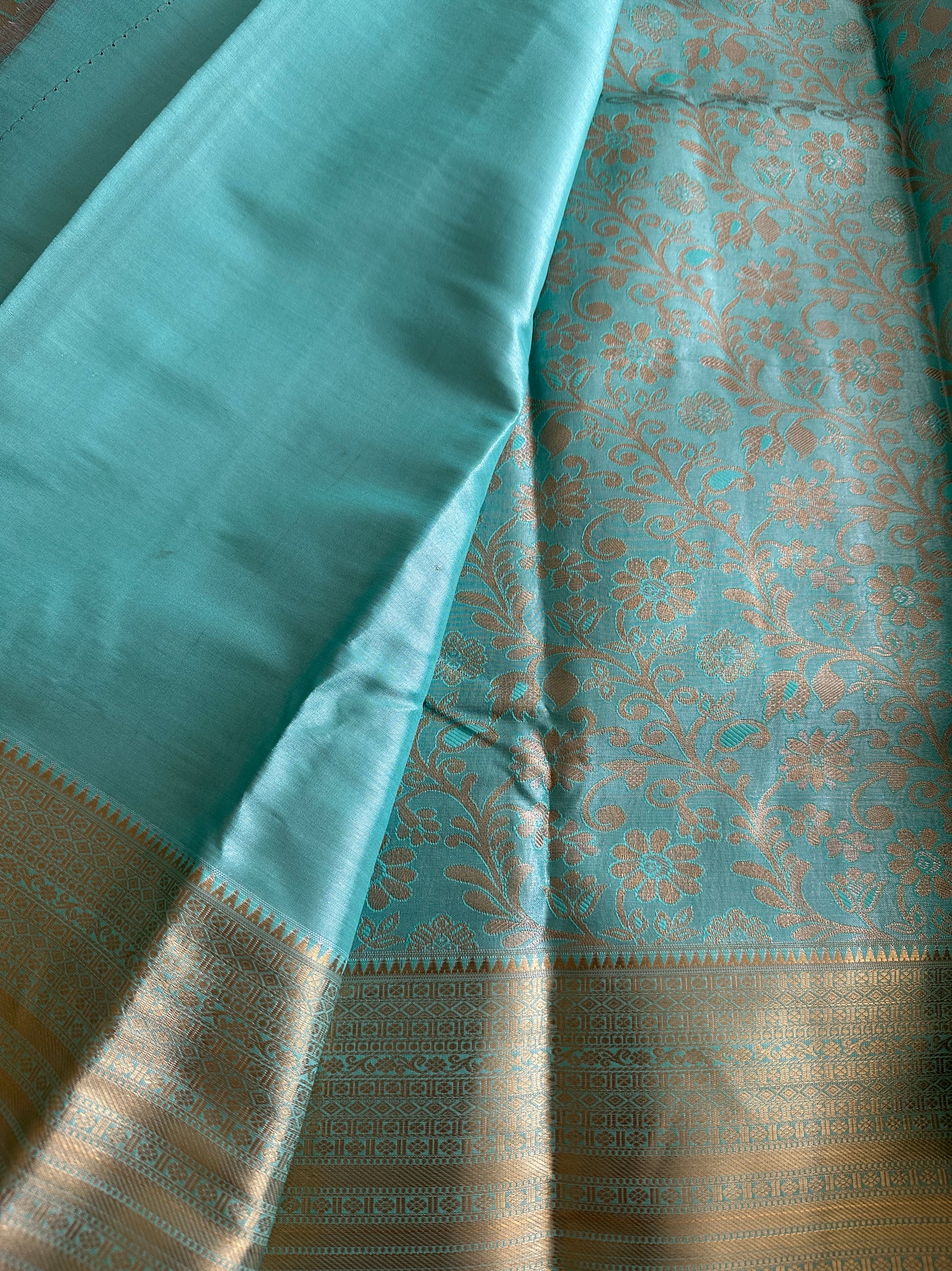 Pastel Blue Tissue Kanchi Saree