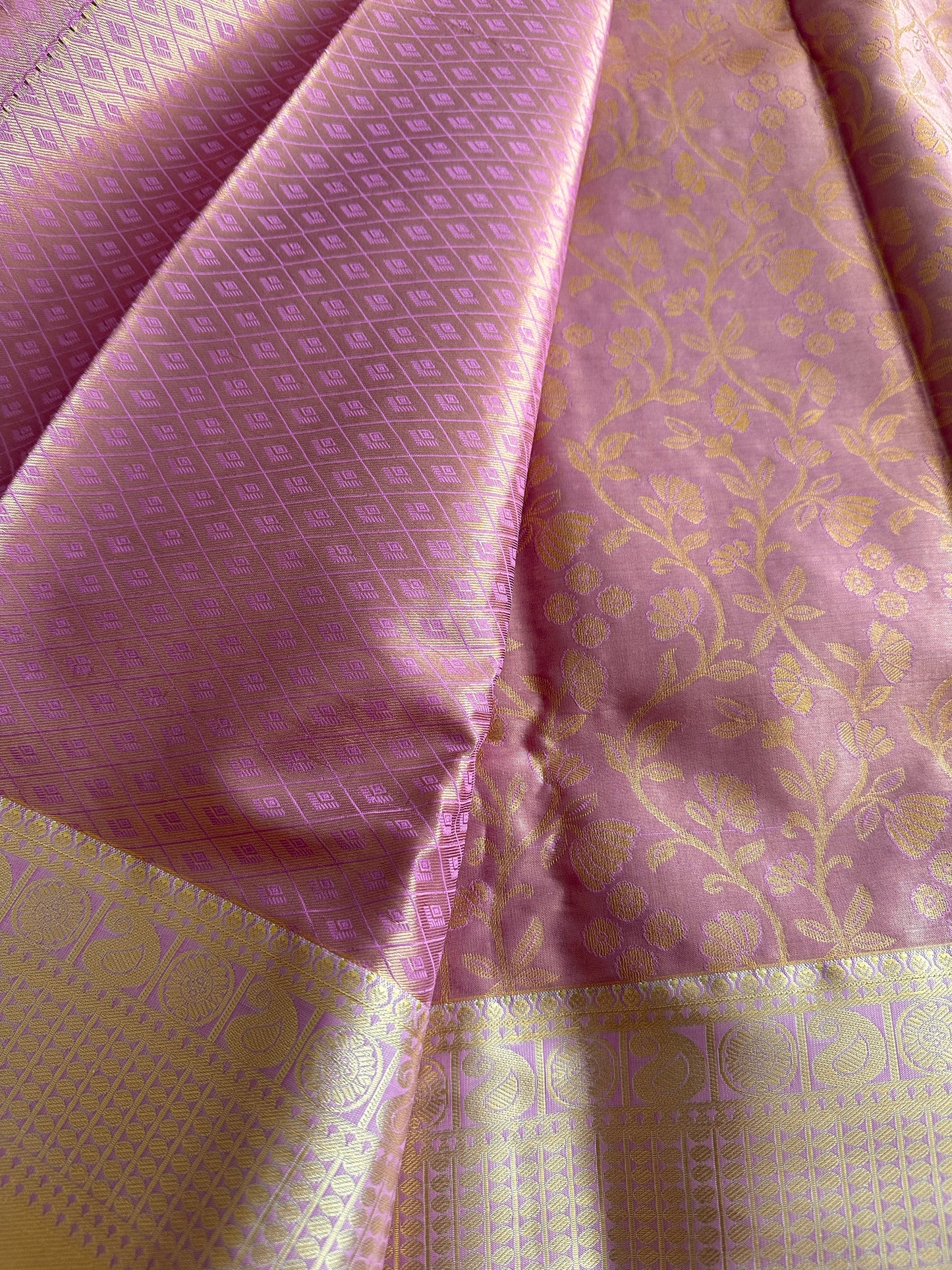Taffy Pink Kanchi Tissue Saree