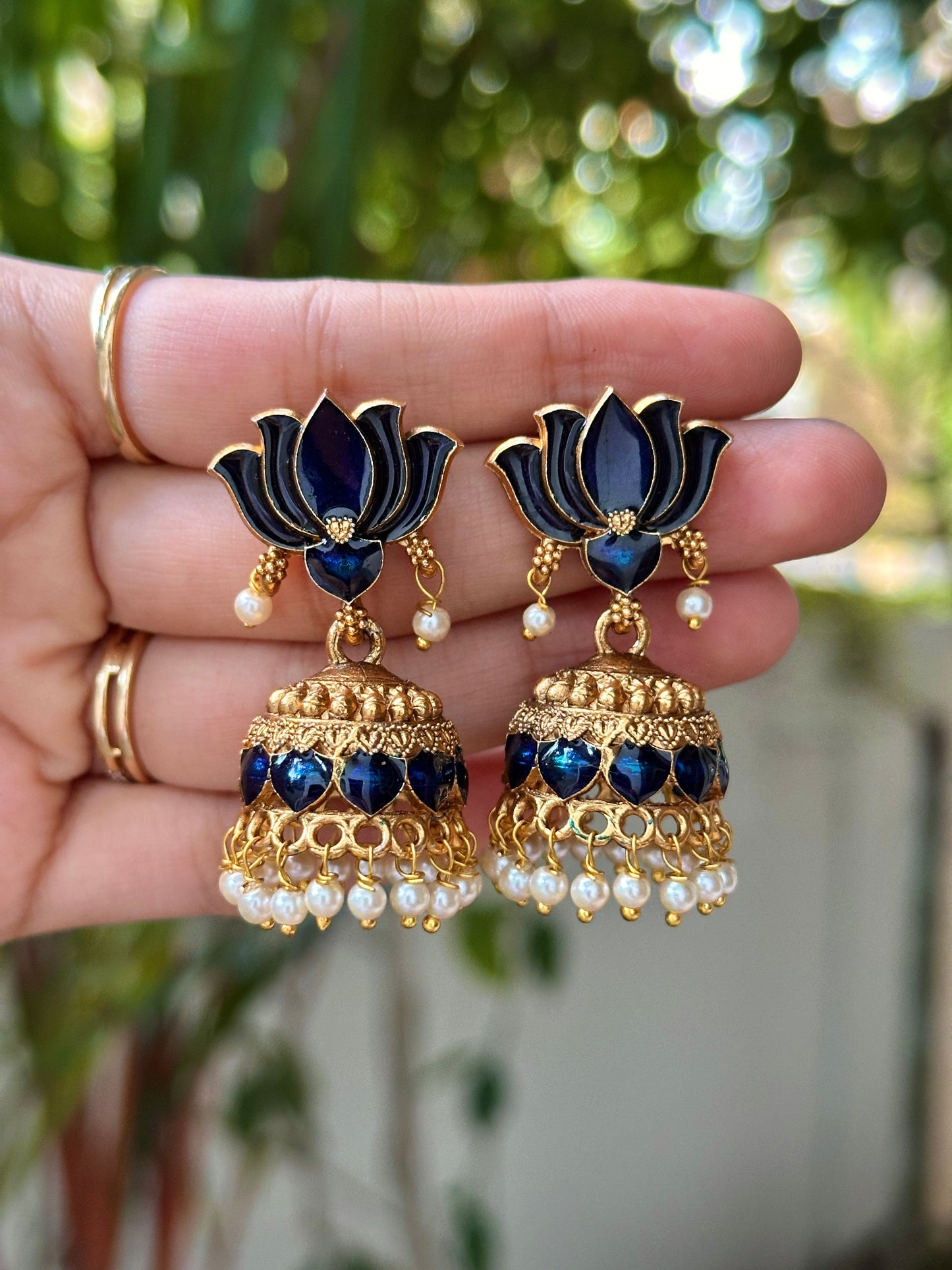 Enamel Tamarai Jhumkas