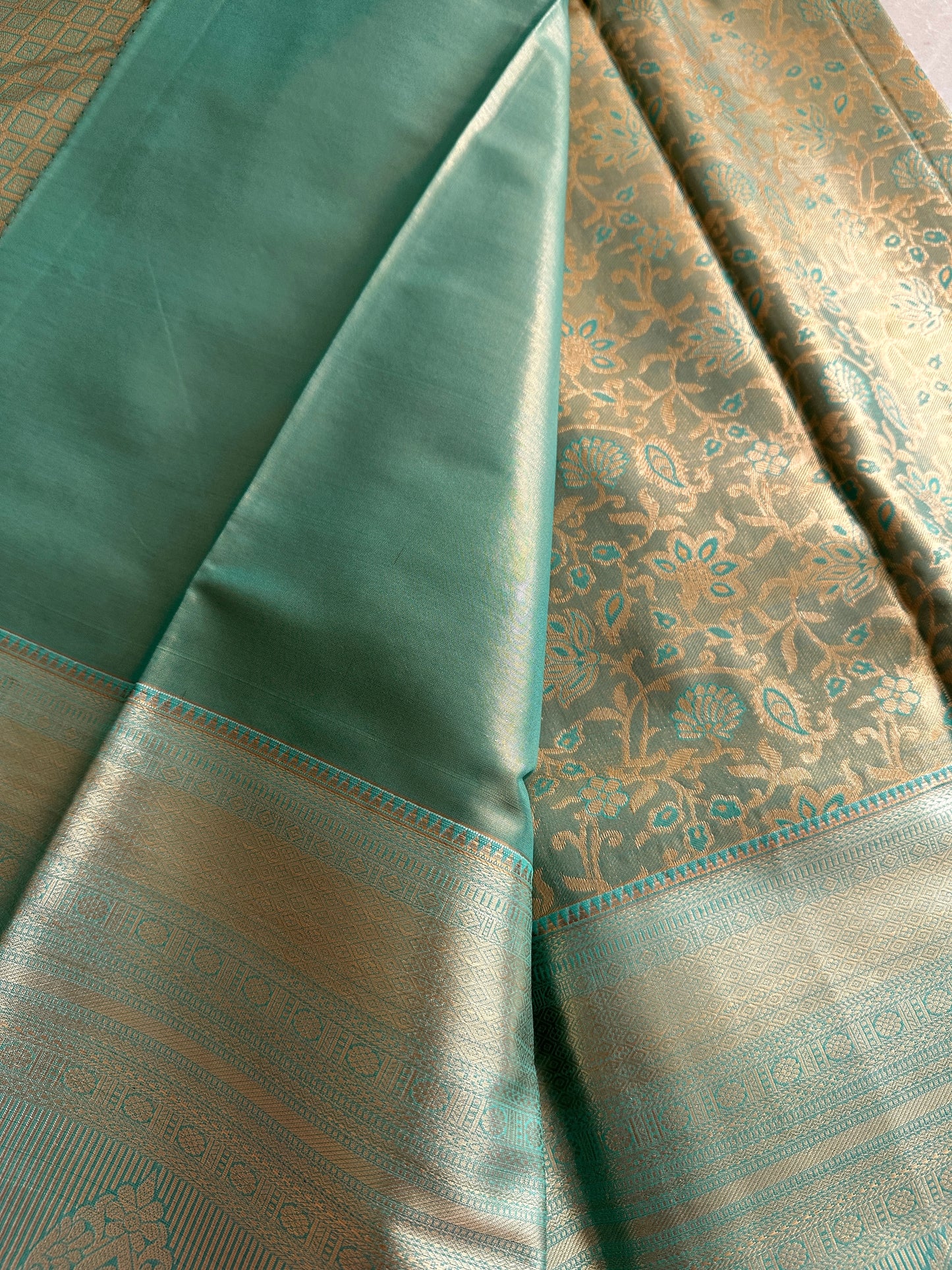 Mint Green Kanchi Tissue Saree