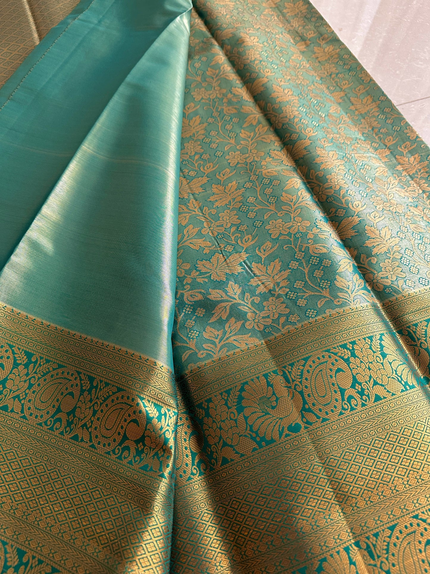 Persian Green Kanchi Tissue Saree