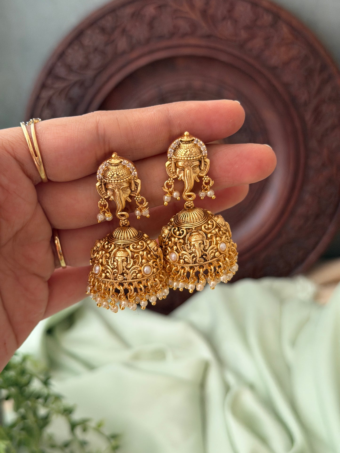 Ganapathy Gold Jhumkas