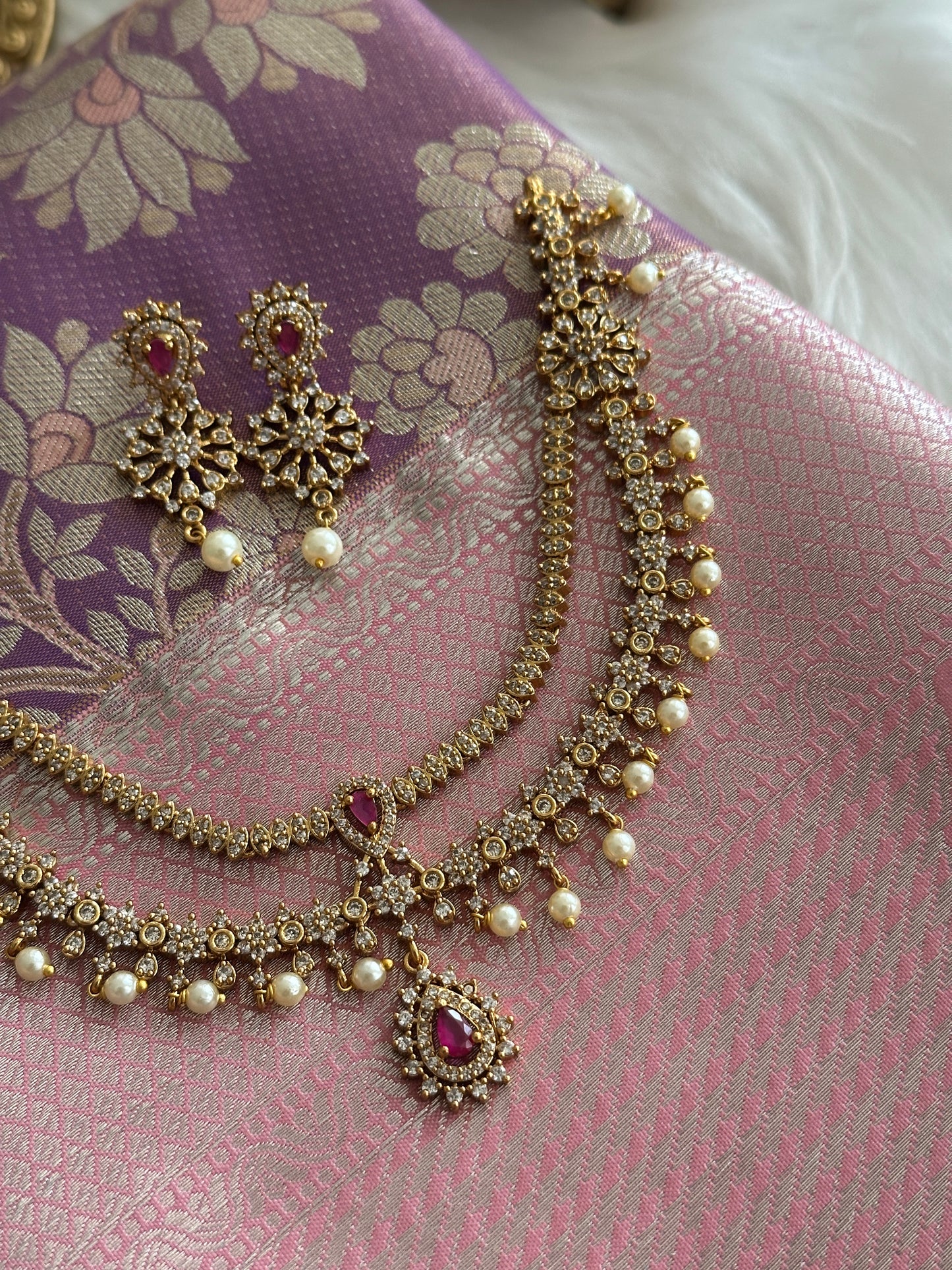 Saanvi Double Layer AD Necklace