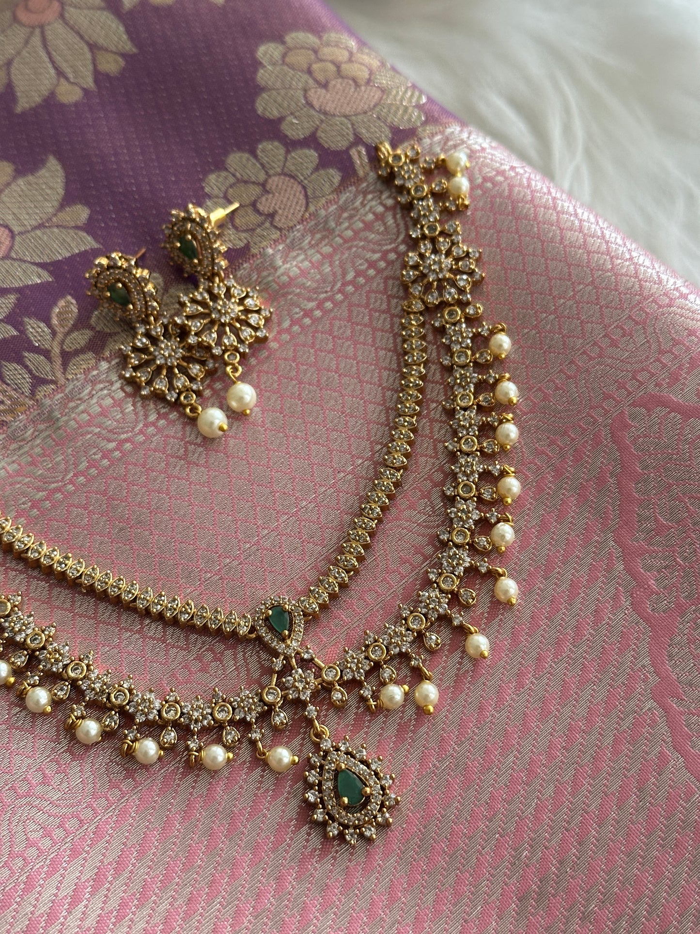 Saanvi Double Layer AD Necklace