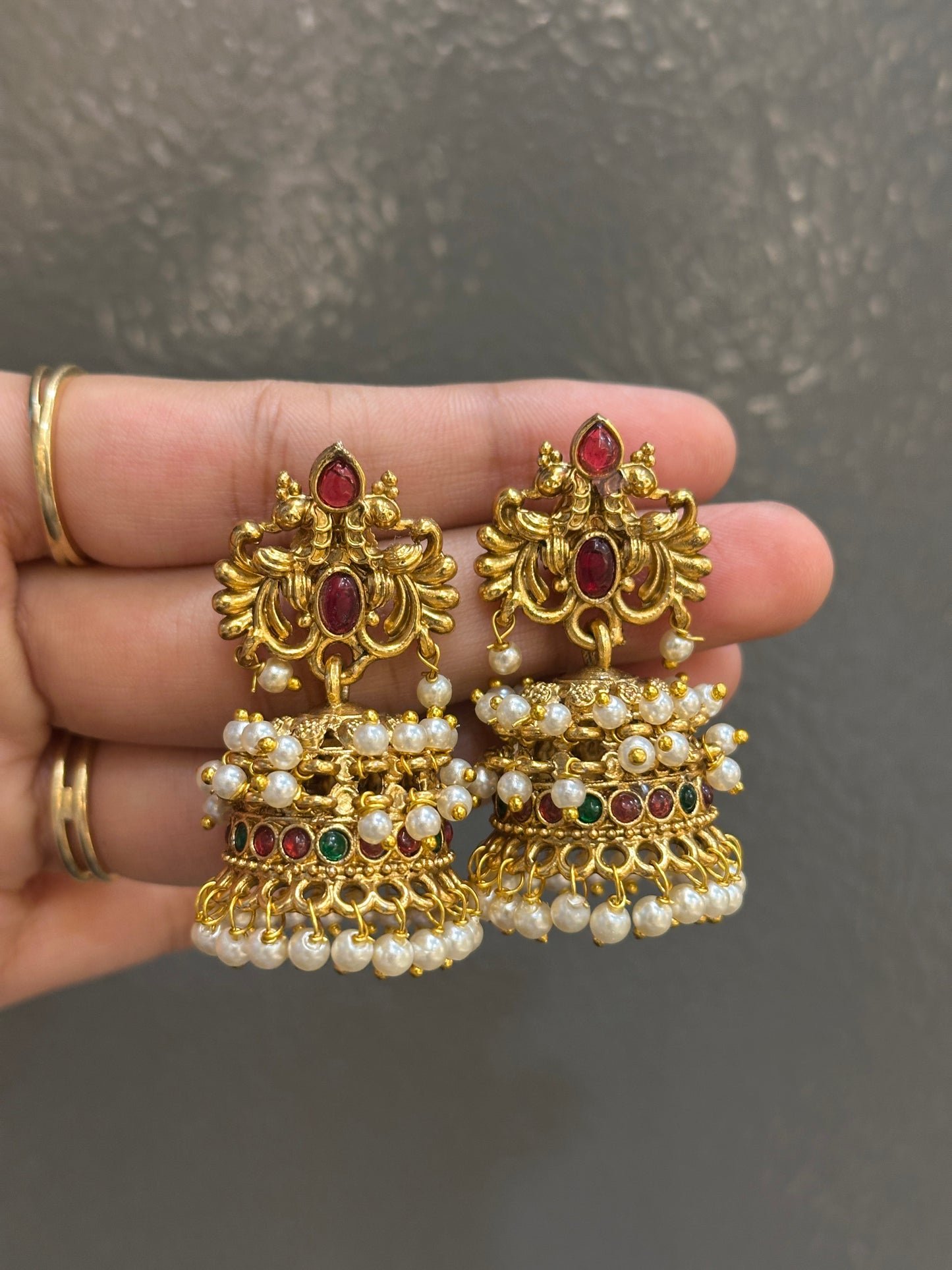 Non Idol Azura Beaded Jhumkas