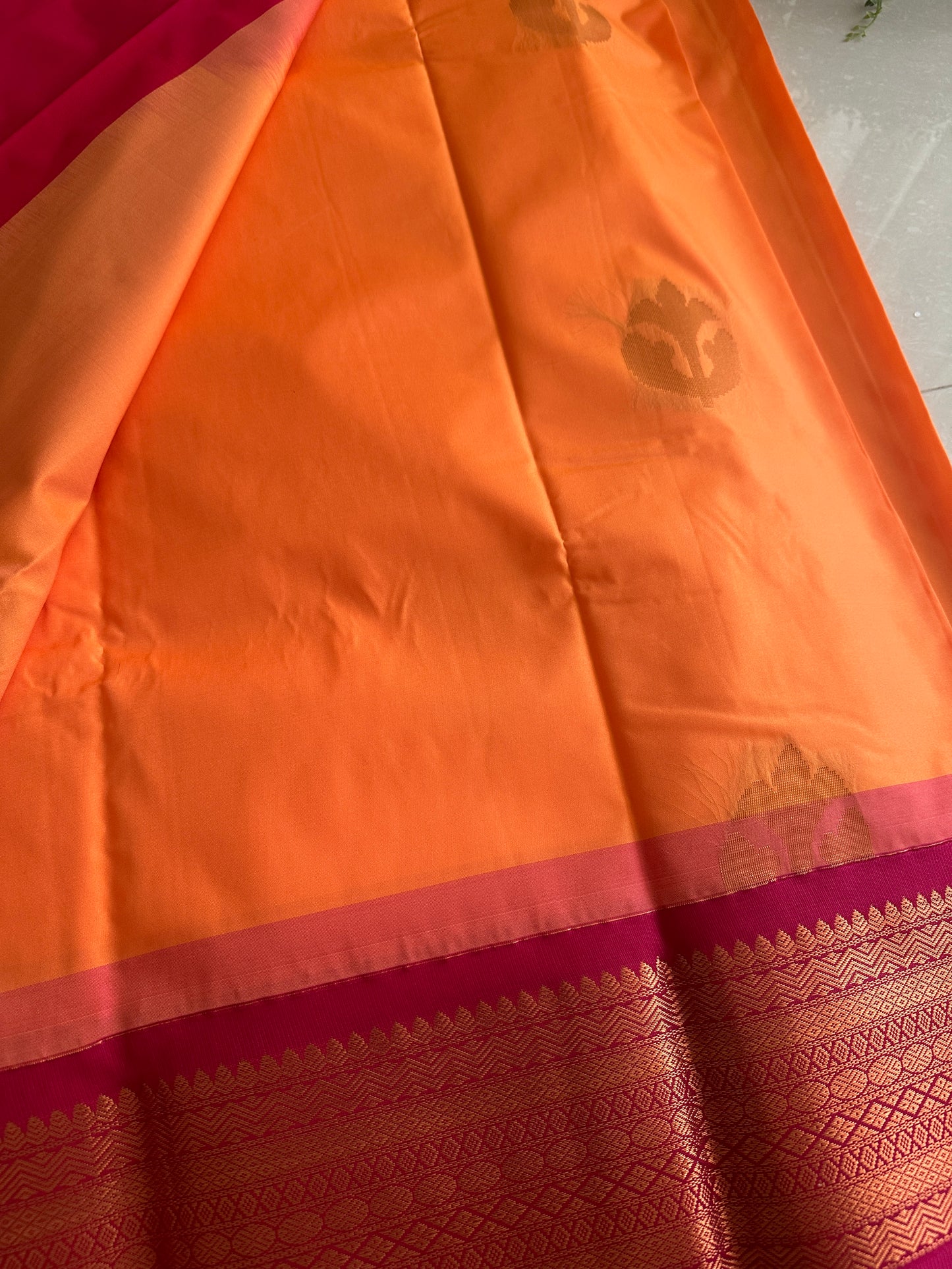 Coral Peach Semi Silk Saree