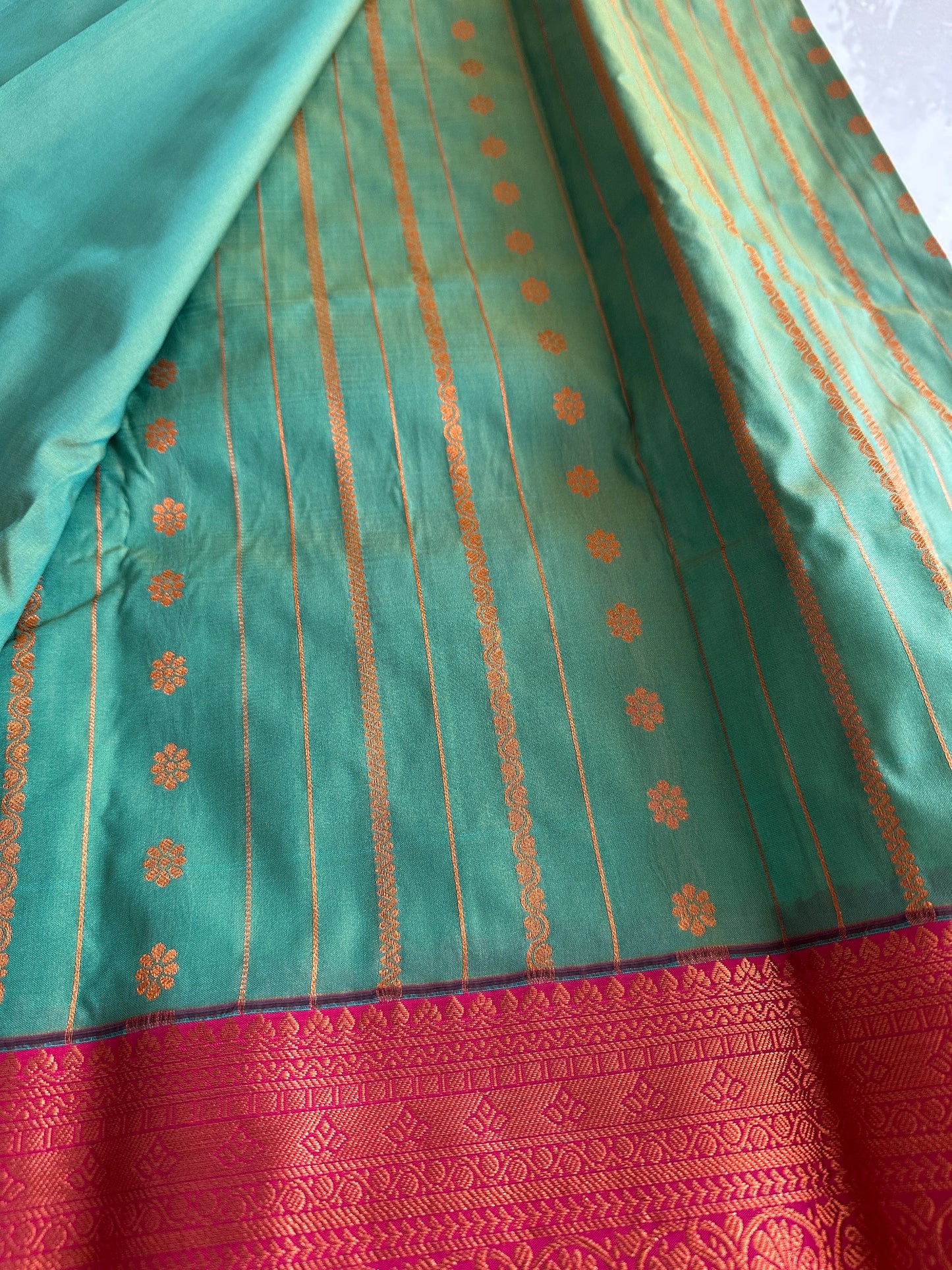 Sea Green Dual Tone Semi Silk Saree