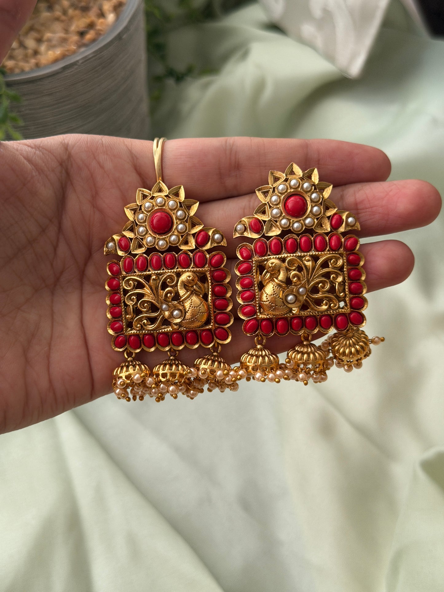 Square Azure Kempu Earrings