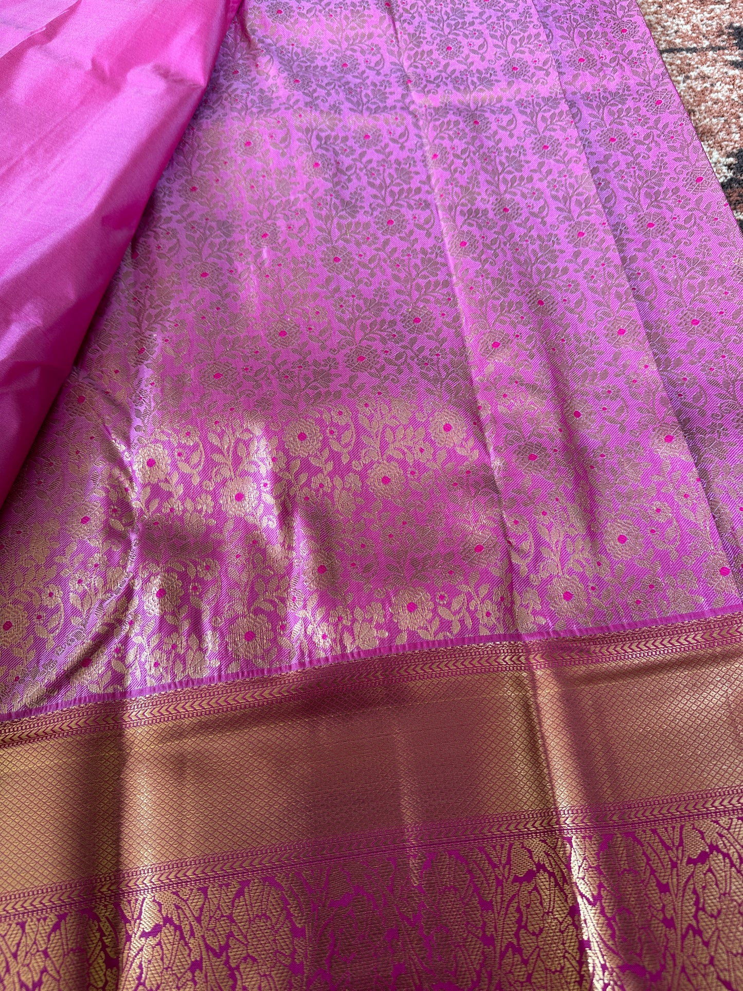 Taffy Pink Tissue Silk Saree
