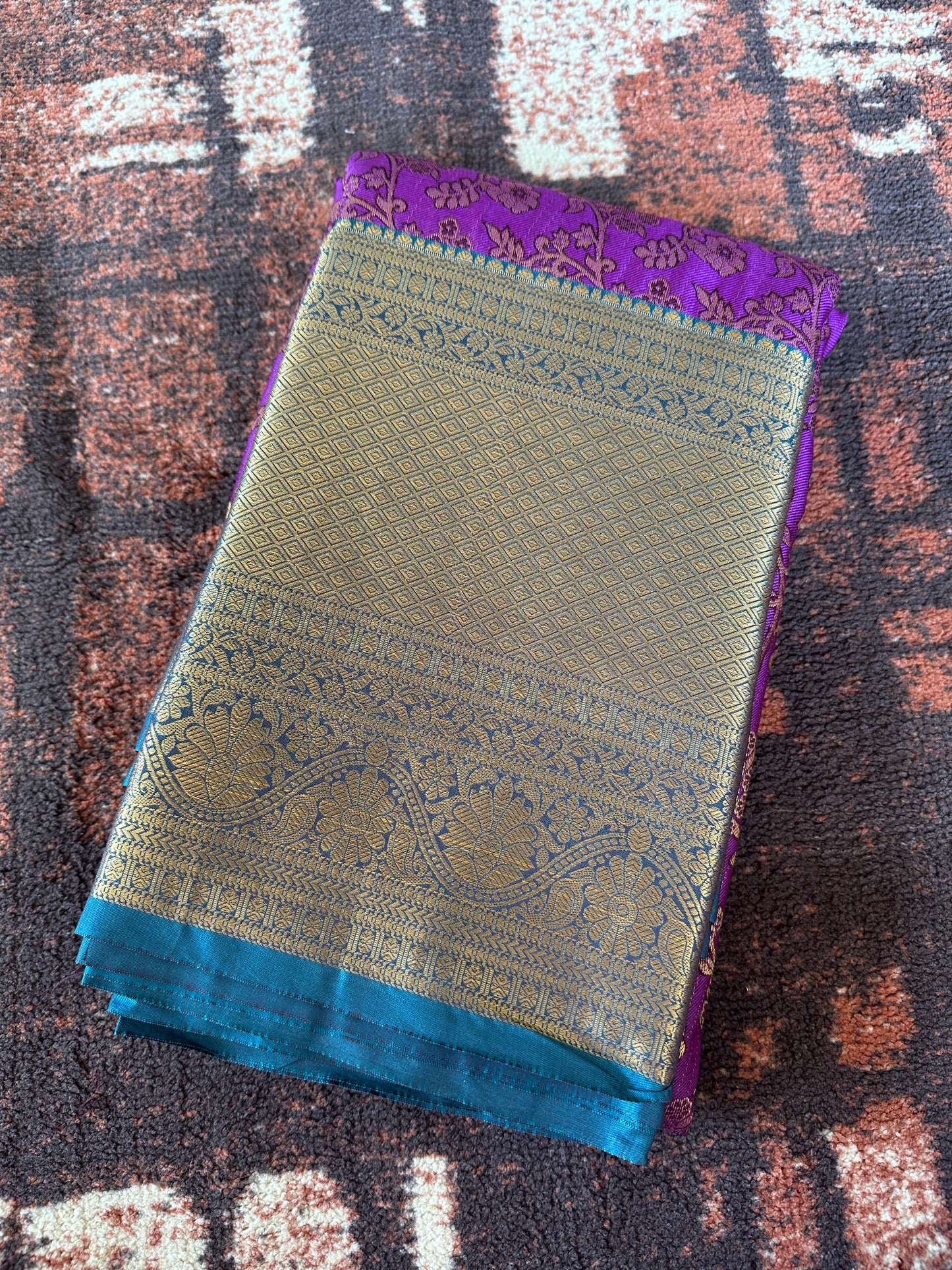 Violet Floral Tissue Silk Saree