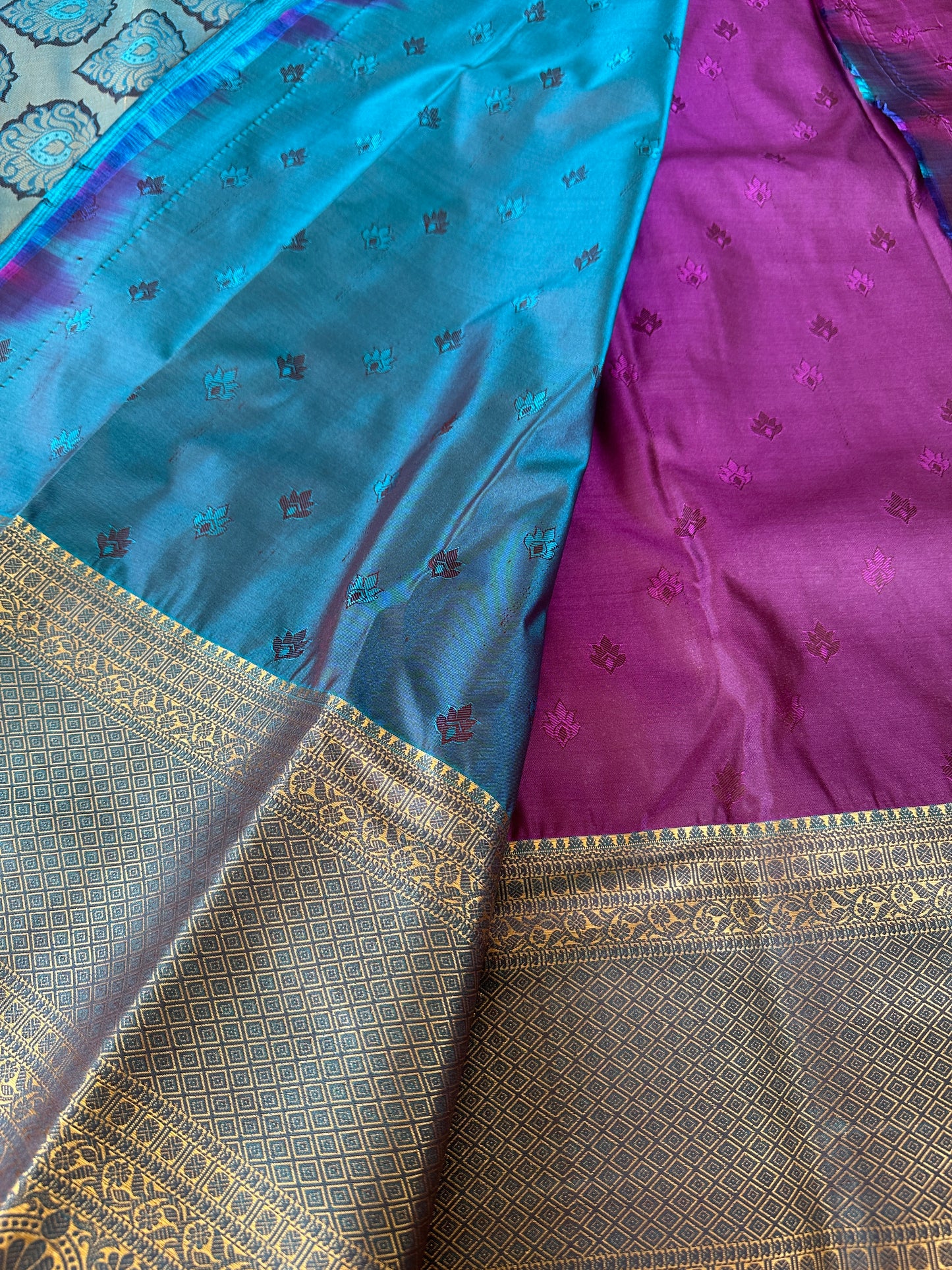 Violet Floral Tissue Silk Saree