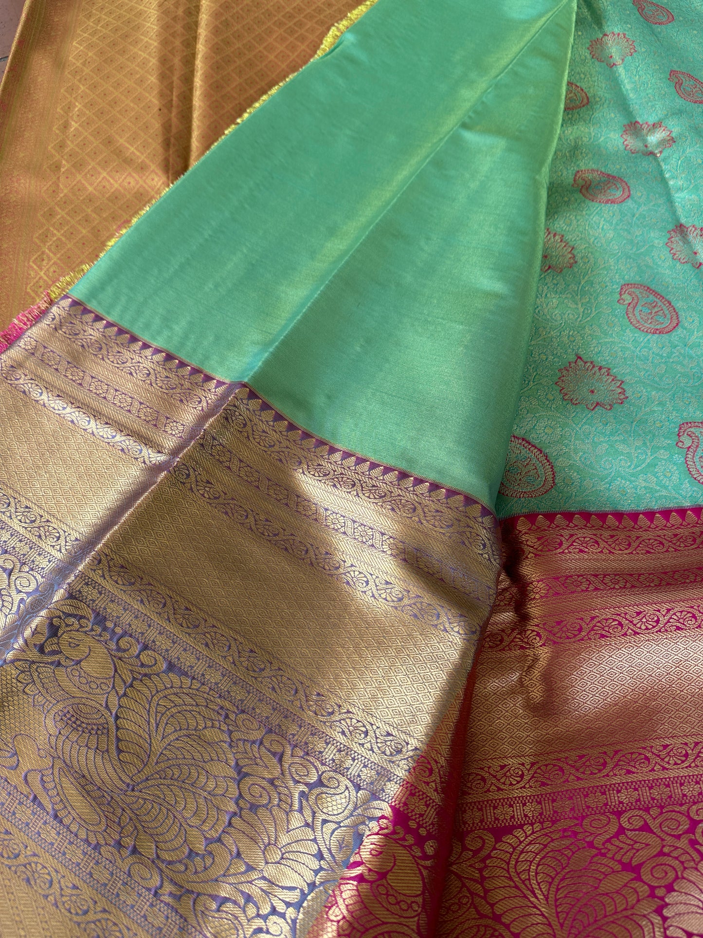 Turquoise Blue Tissue Silk Saree