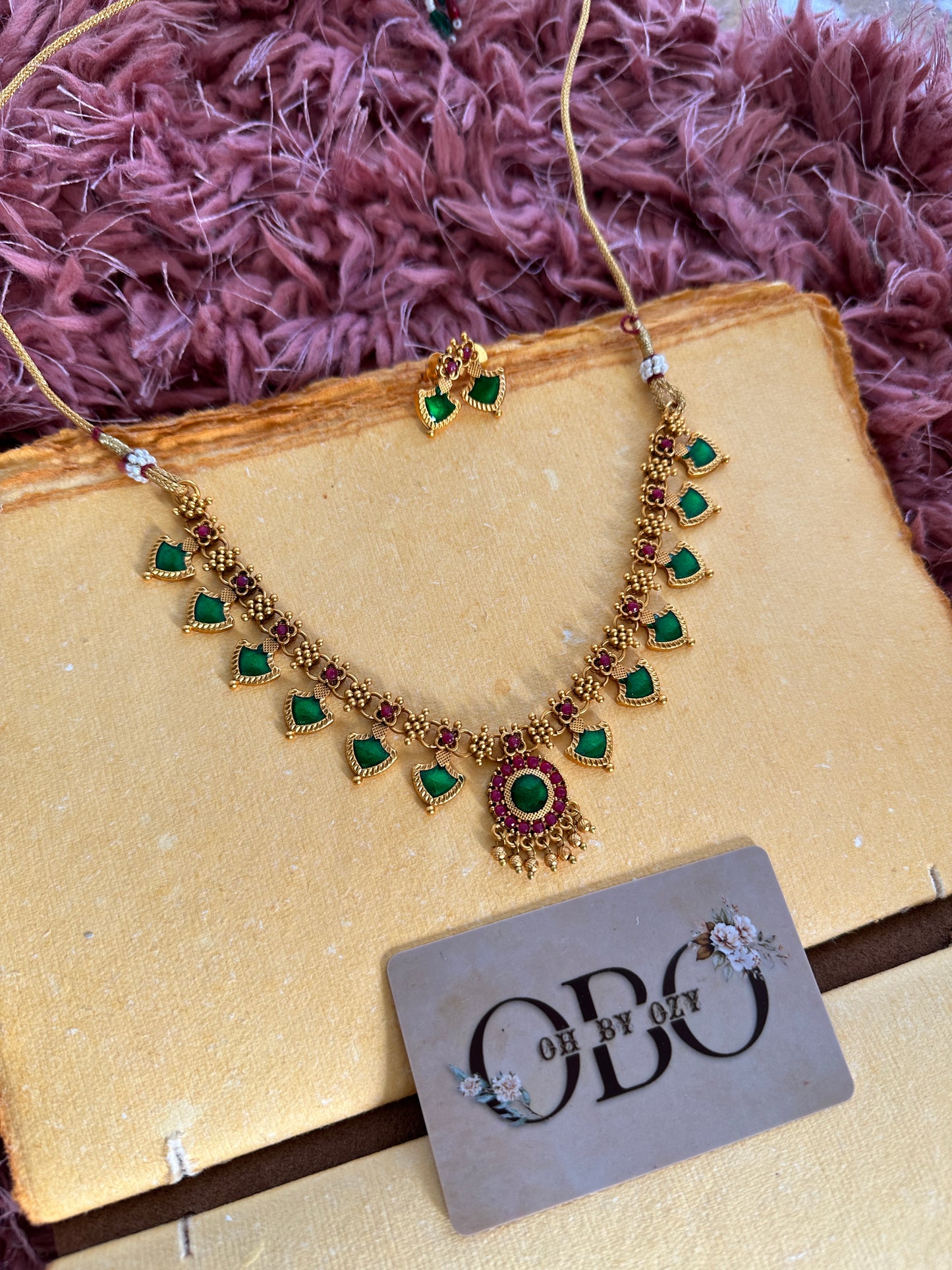 Simple Nagapada Necklace with Earring