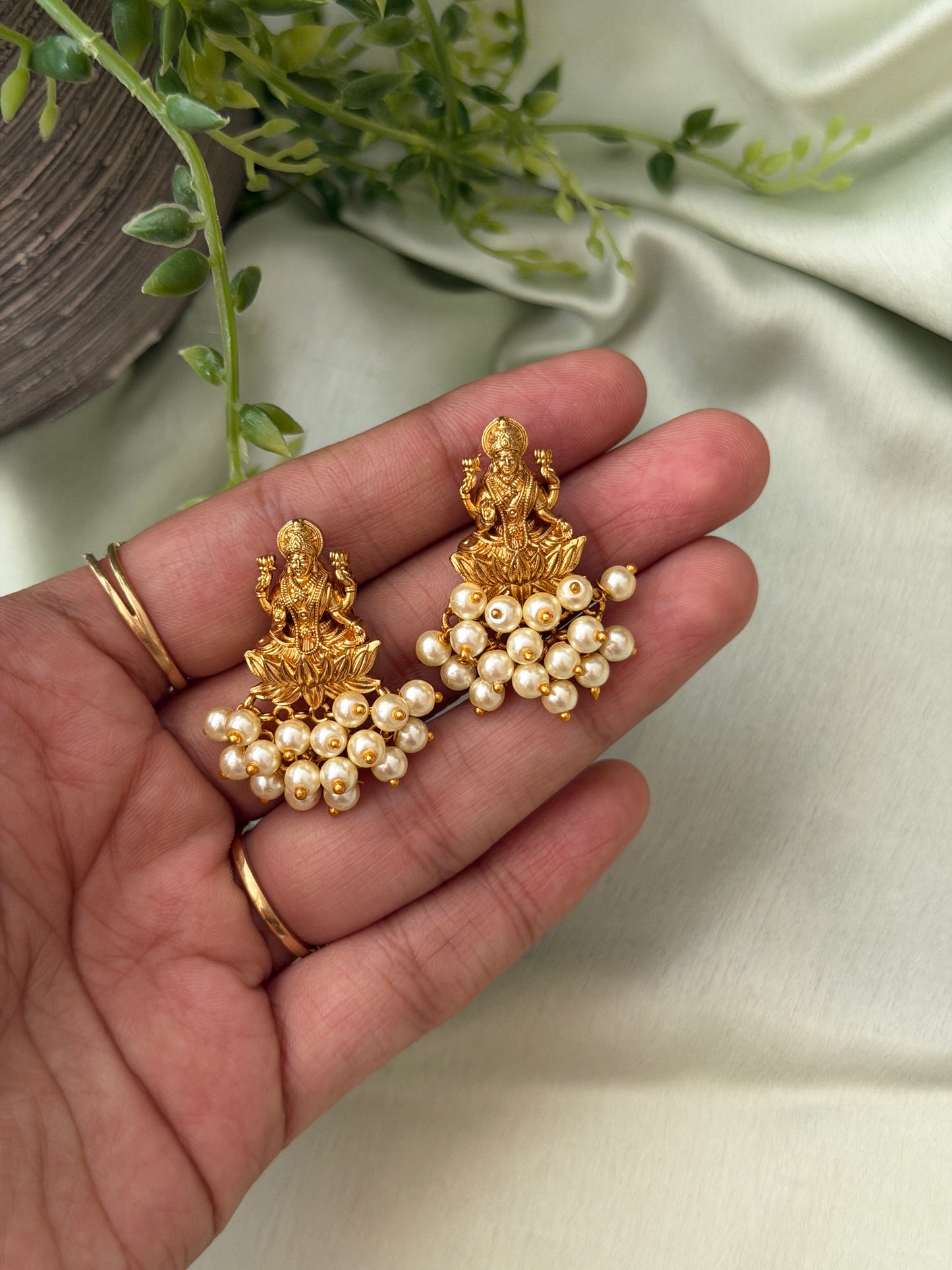 Brahmi Pearl Studs