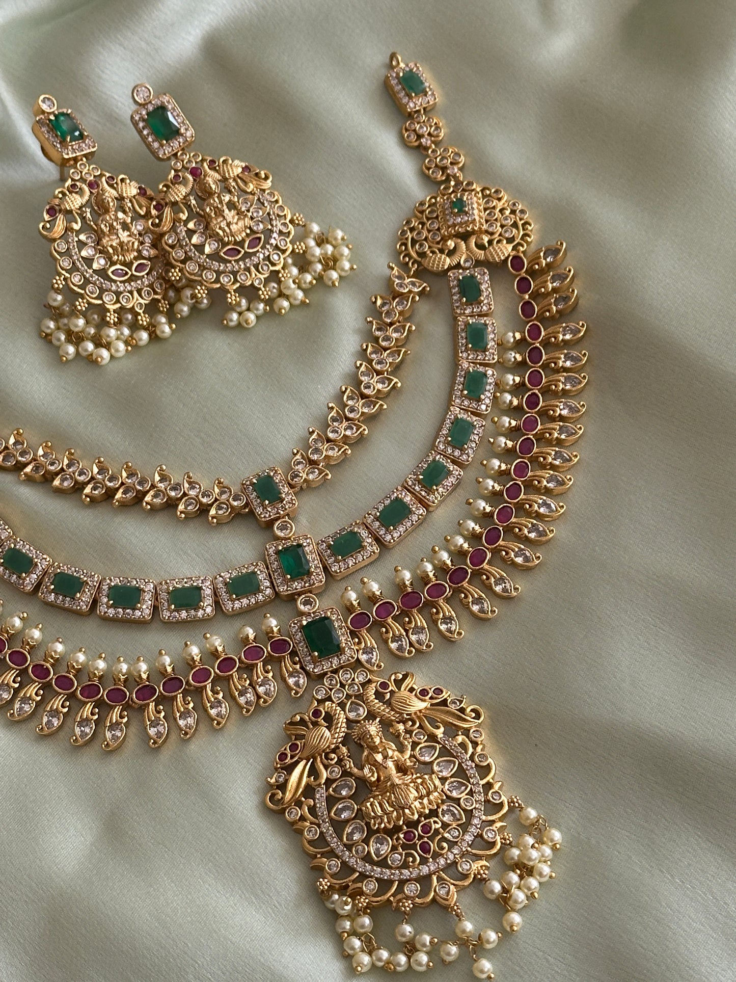 Sudhaayi Three Layer AD Necklace