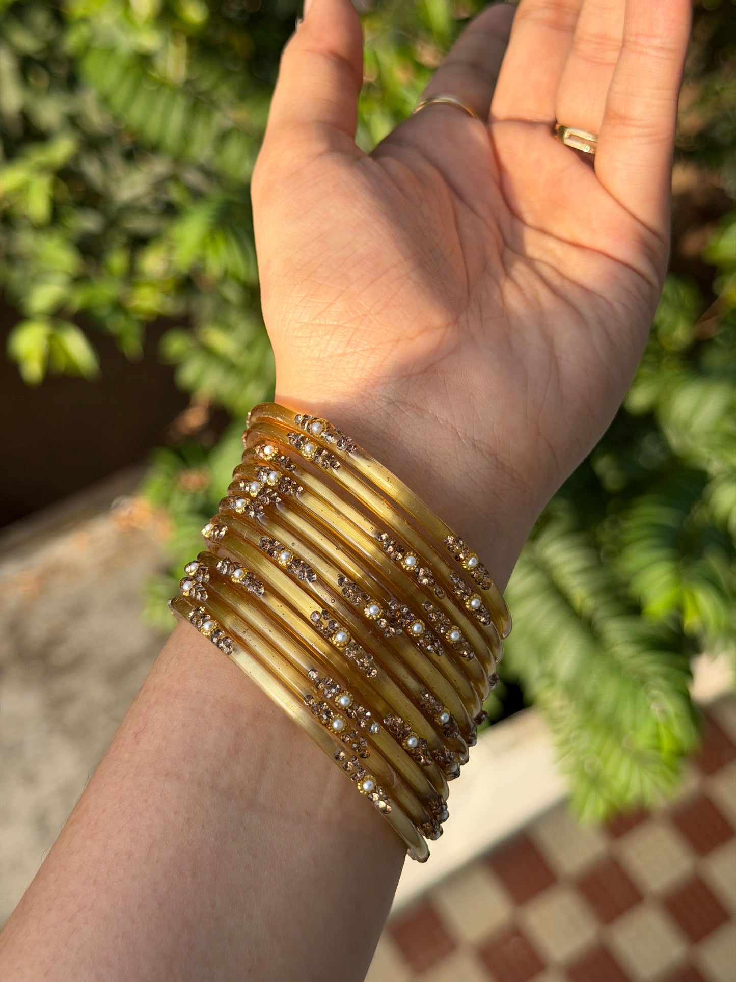 Pearl Glass Bangles