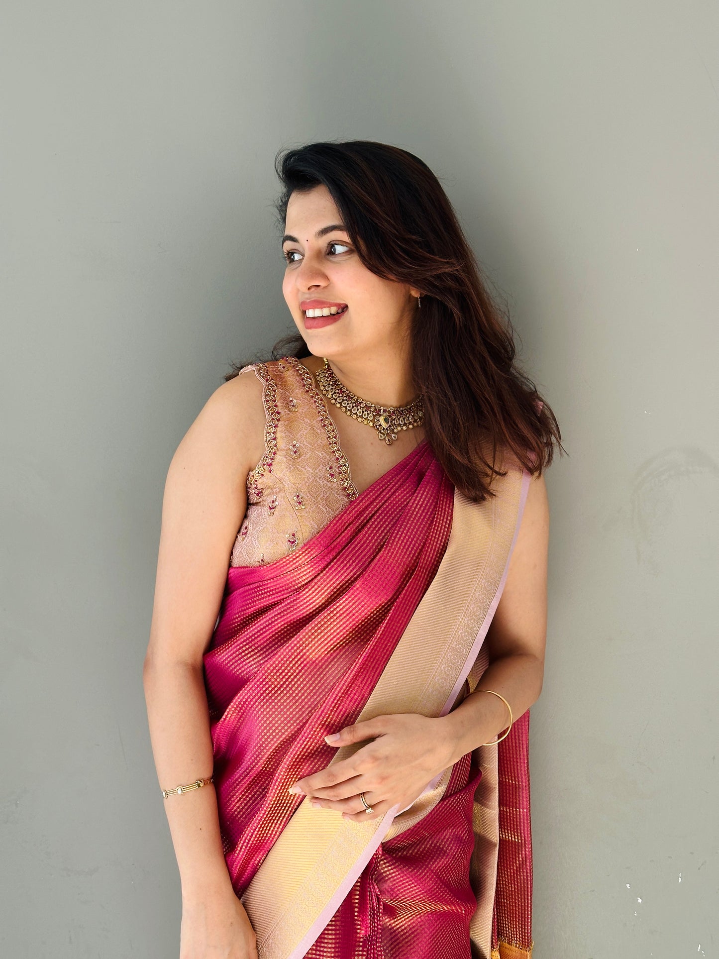 Dual Tone Tissue Organza Saree