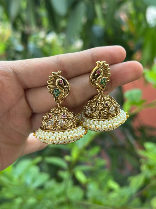 Non Idol Morah Pearl Jhumkas
