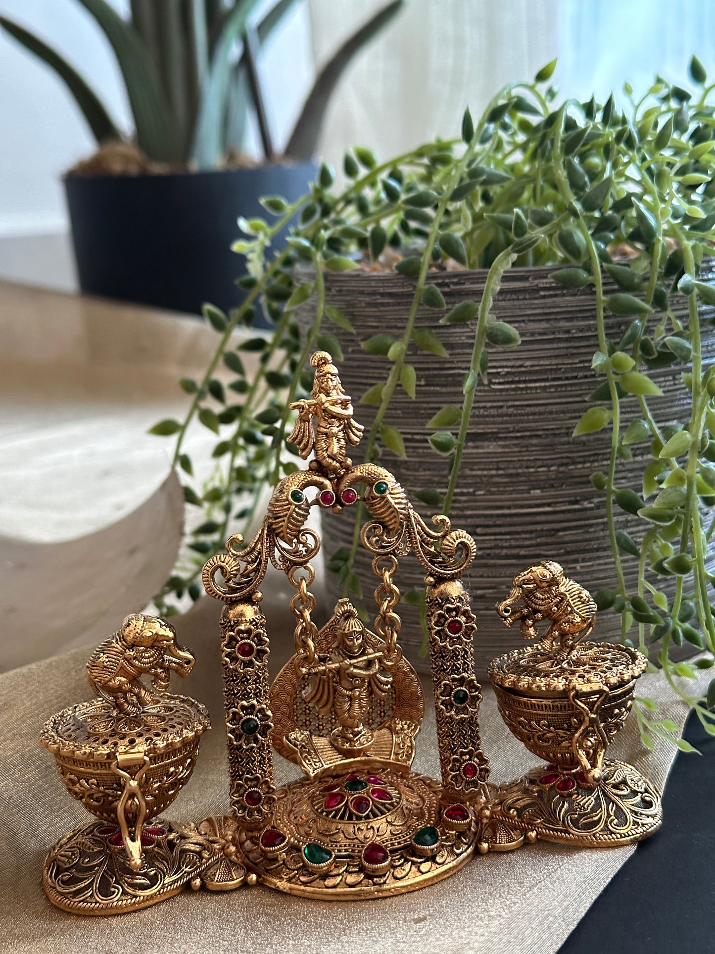 Krishna In Swing Kumkum Box