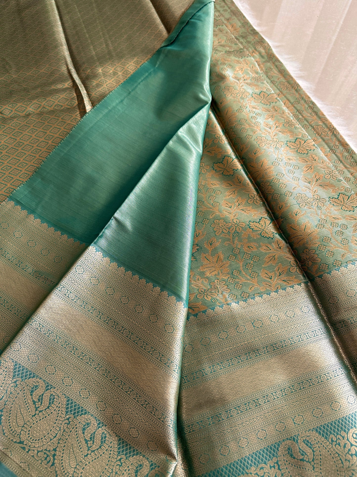 Mint Green Tissue Kanchi Pattu