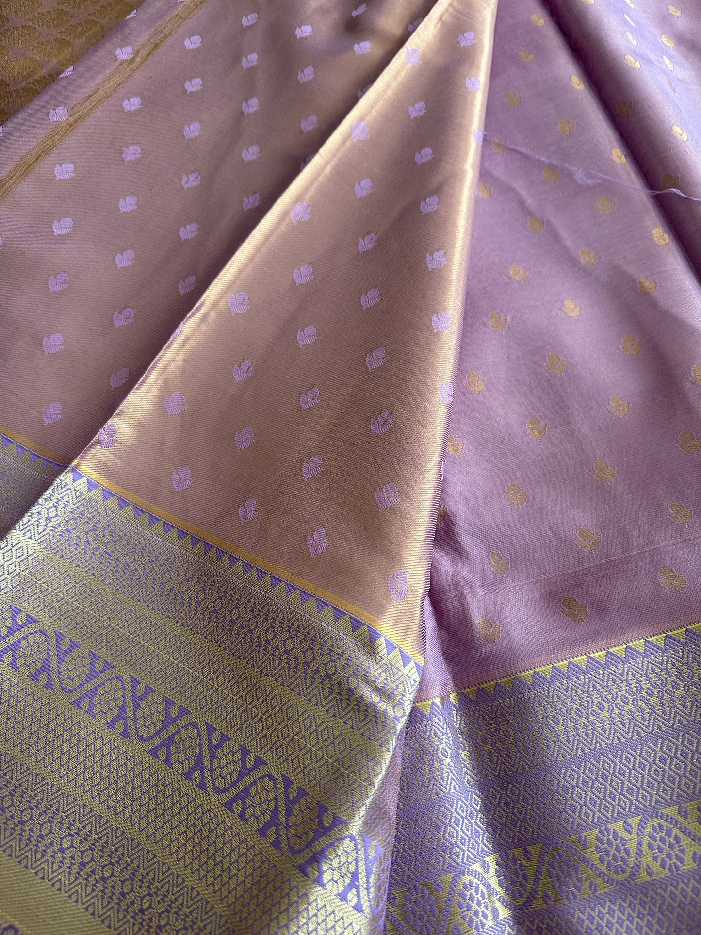 Lilac x Gold Tissue Kanchi Pattu