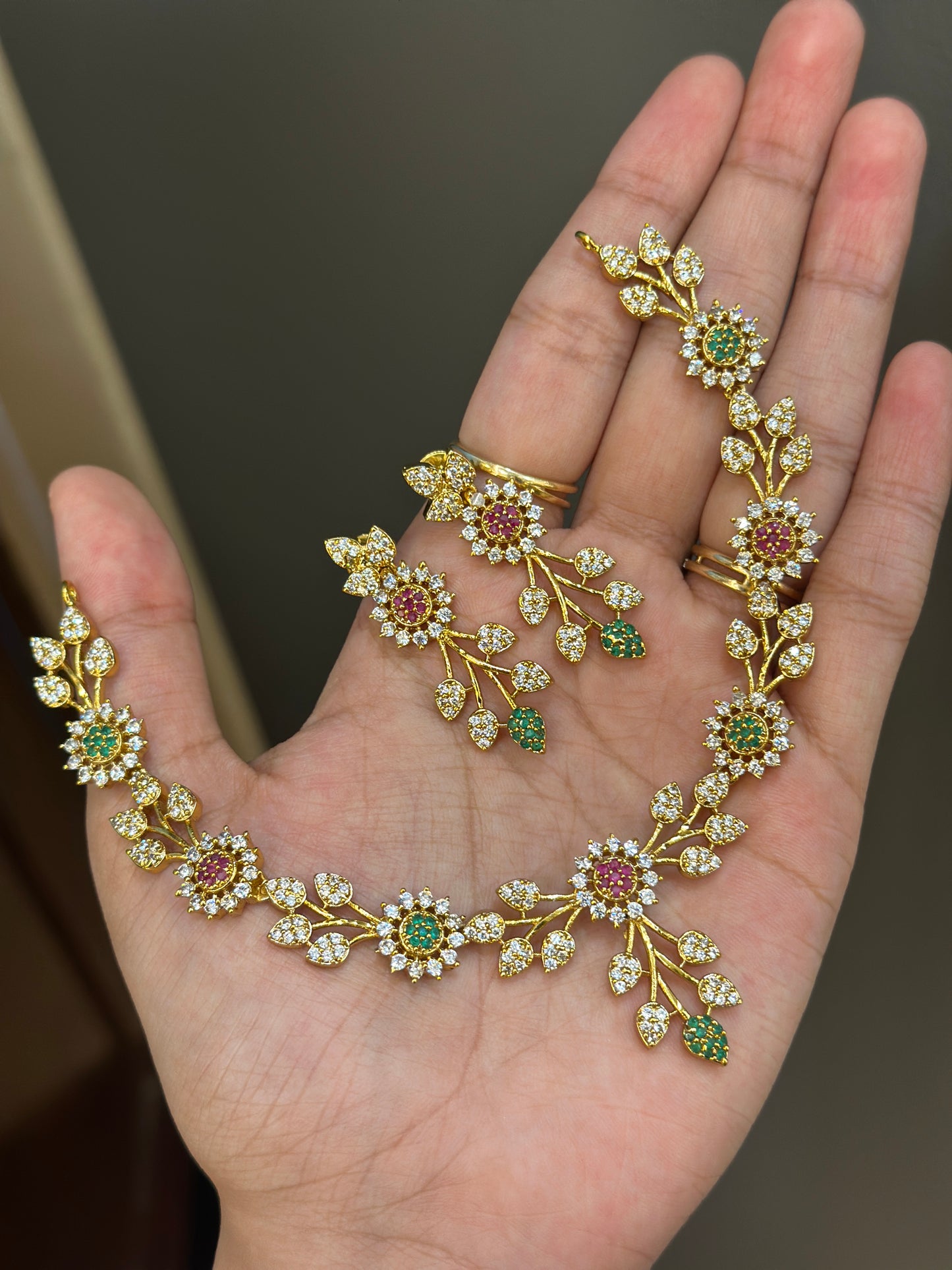 Mathya AD Flower Necklace