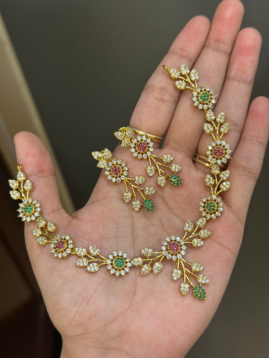 Mathya AD Flower Necklace