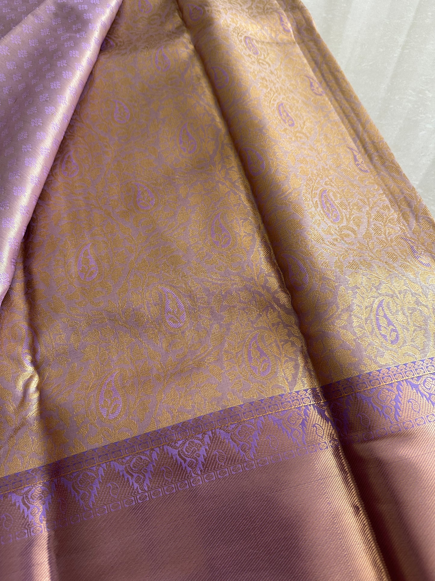 Carnation Lavender Tissue Kanchi Pattu