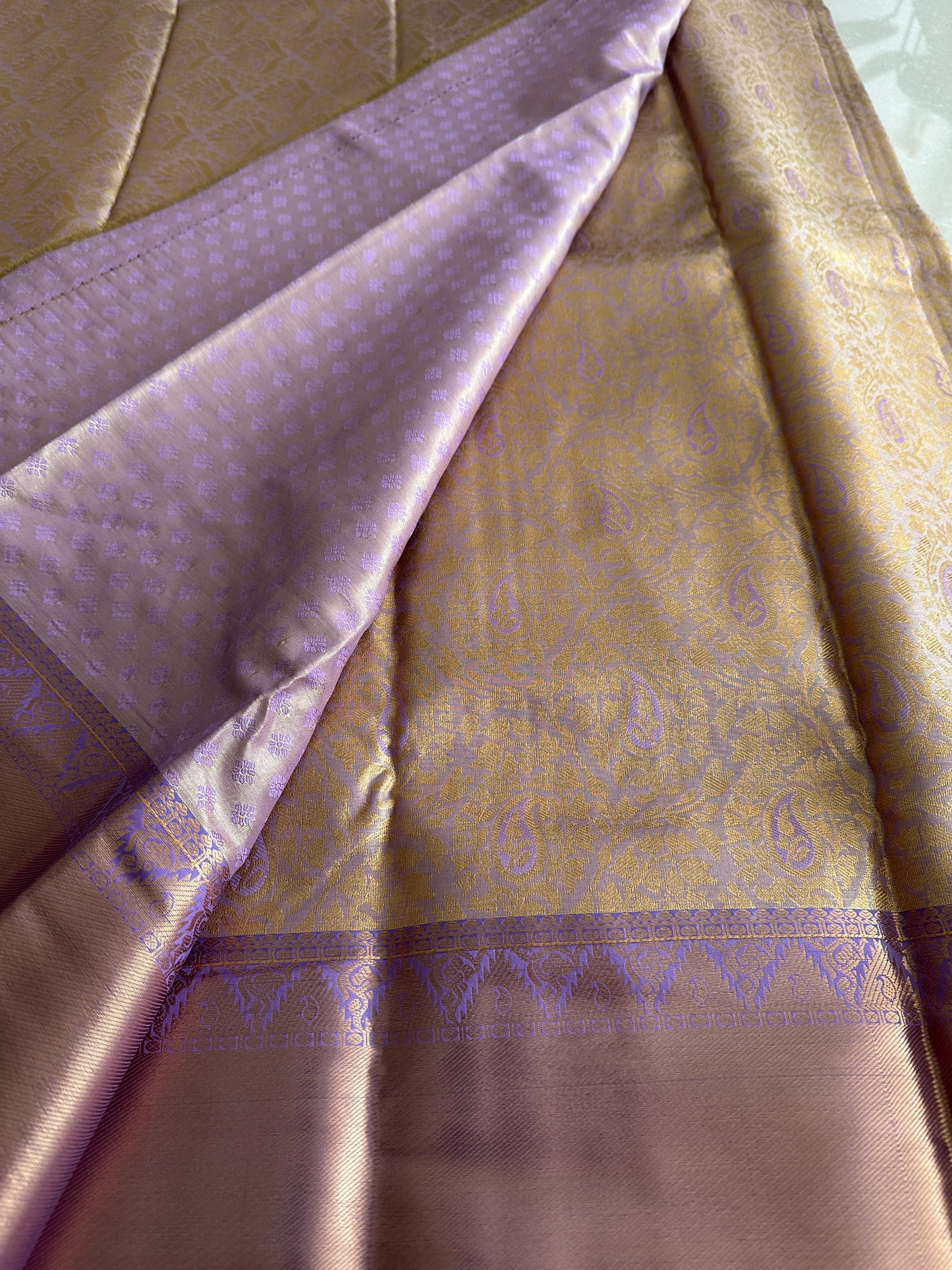 Carnation Lavender Tissue Kanchi Pattu