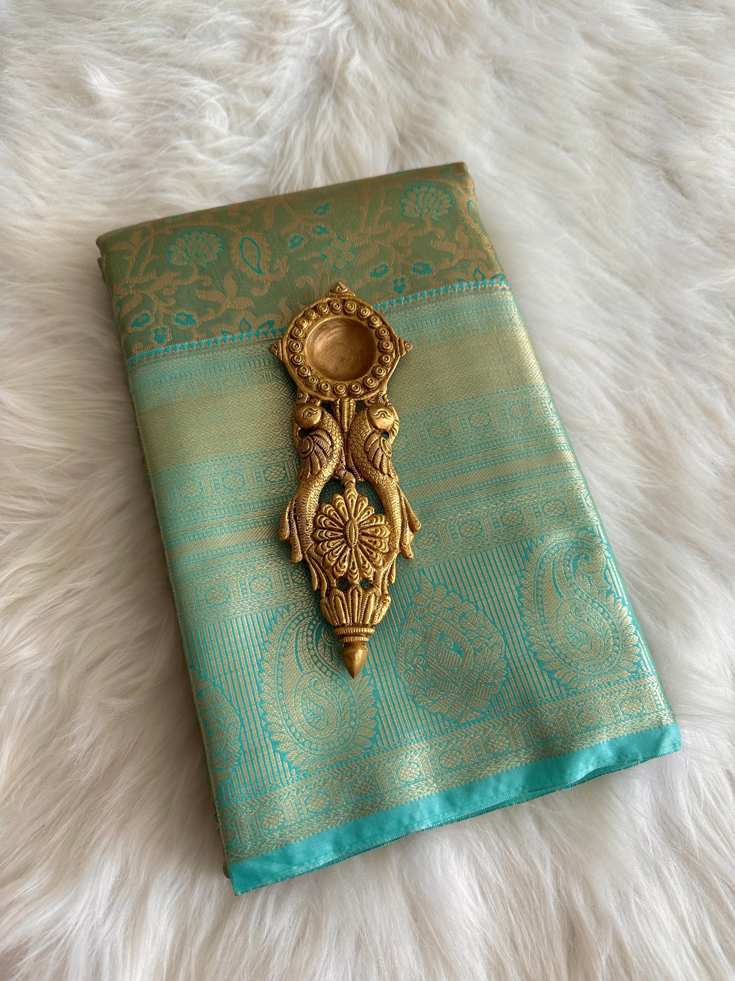 Seafoam Green Kanchi Tissue Pattu